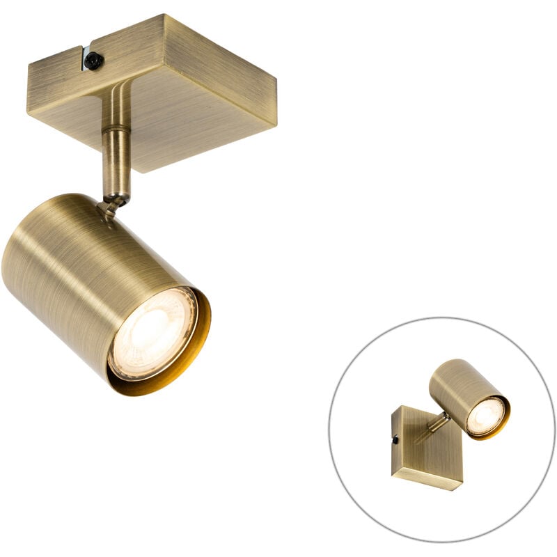 foto del prodotto qazqa faretto da soffitto parete jeana moderno acciaio bronzo quadrato max. 1 x watt