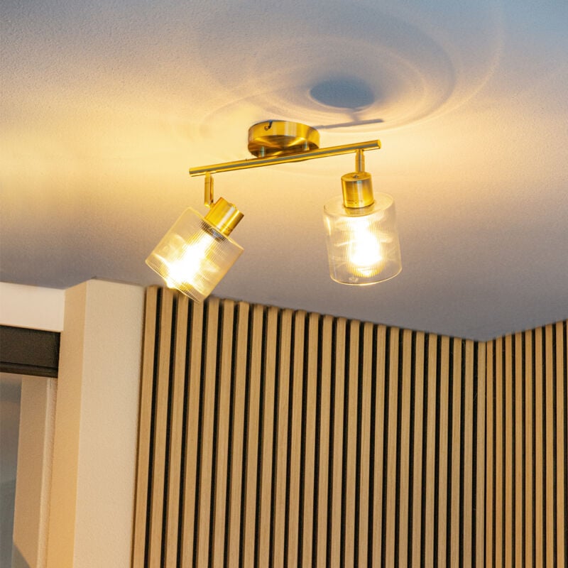 foto del prodotto qazqa faretto da soffitto parete laura art d co vetro oro oblungo max. 2 x watt