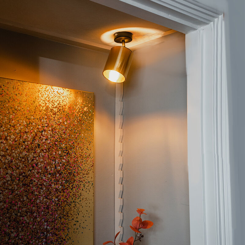 foto del prodotto qazqa faretto da soffitto parete lofty moderno plastico,acciaio oro ottone nero tondo max. 1 x watt