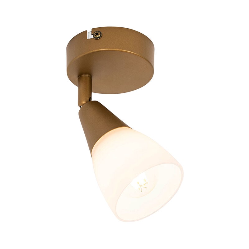 foto del prodotto qazqa faretto da soffitto parete madi classico acciaio,vetro oro tondo max. 1 x watt