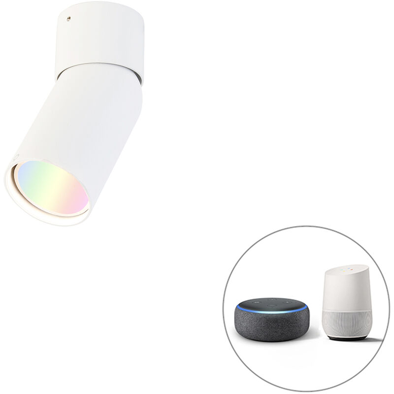 foto del prodotto qazqa faretto falo moderno alluminio bianco cilindro gu10 max. 1 x 5 watt