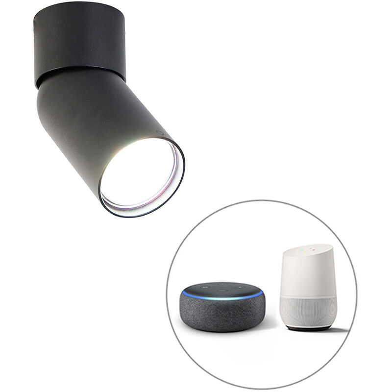 foto del prodotto qazqa faretto falo moderno alluminio nero cilindro gu10 max. 1 x 4.5 watt