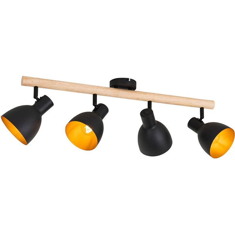foto del prodotto qazqa faretto flint rustico legno,acciaio nero marrone oblungo max. 4 x watt