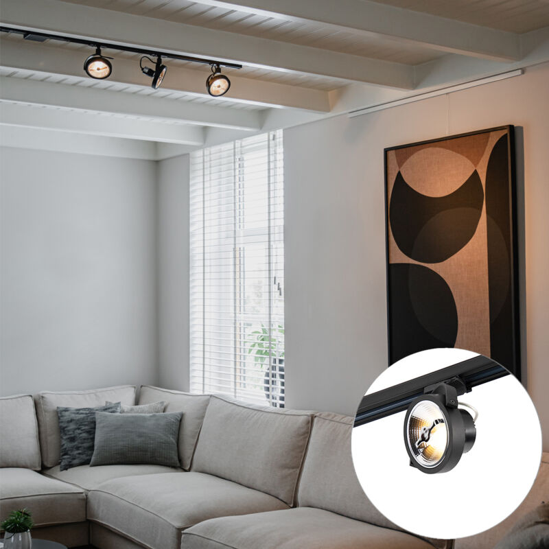 foto del prodotto qazqa faretto go moderno alluminio,plastico,acciaio nero oblungo max. 3 x watt