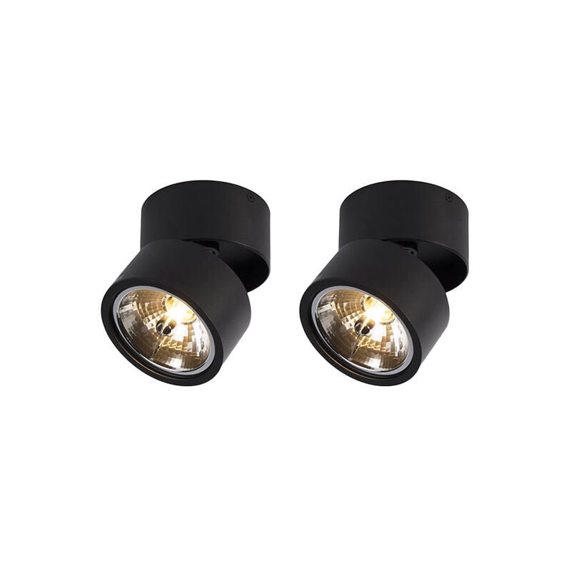 foto del prodotto qazqa faretto goninetubo industriale acciaio,alluminio nero tondo max. 1 x watt