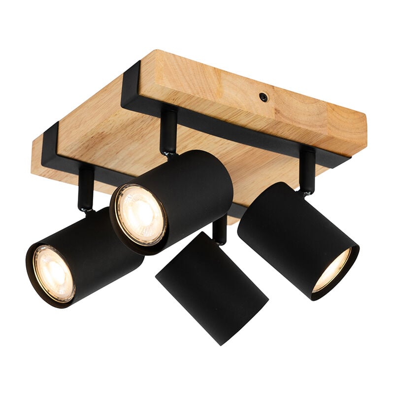 foto del prodotto qazqa faretto jeana moderno acciaio,legno legno nero quadrato max. 4 x watt
