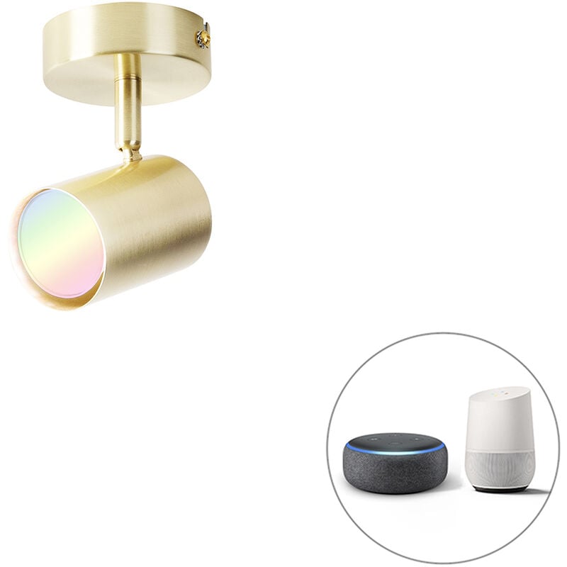 foto del prodotto qazqa faretto jeana moderno acciaio ottone tondo gu10 max. 1 x 4.5 watt