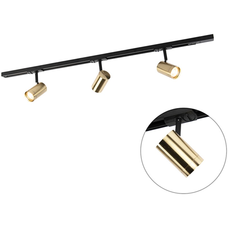 foto del prodotto qazqa faretto jeana moderno alluminio oro ottone nero oblungo max. 3 x watt