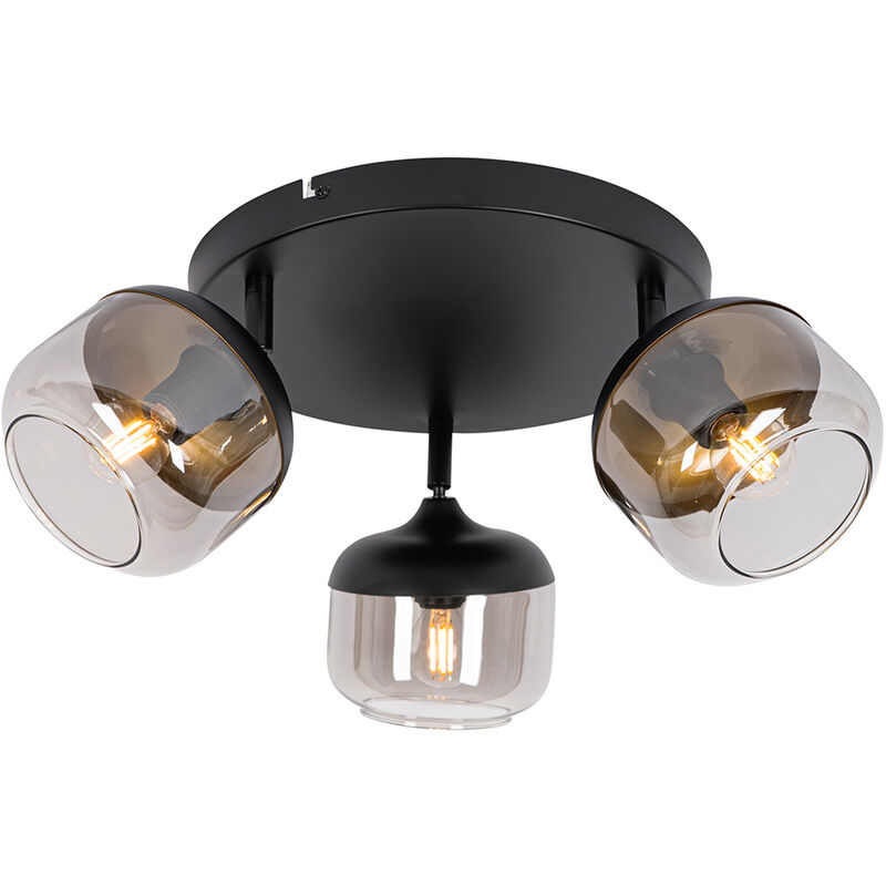 foto del prodotto qazqa faretto kyan design vetro,acciaio grigio nero oro ottone tondo max. 3 x watt
