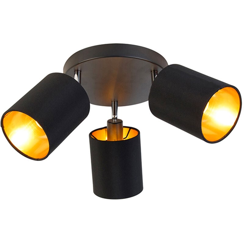 foto del prodotto qazqa faretto lofty - moderno - acciaio,tessuto - nero oro ottone - tondo max. 3 x watt
