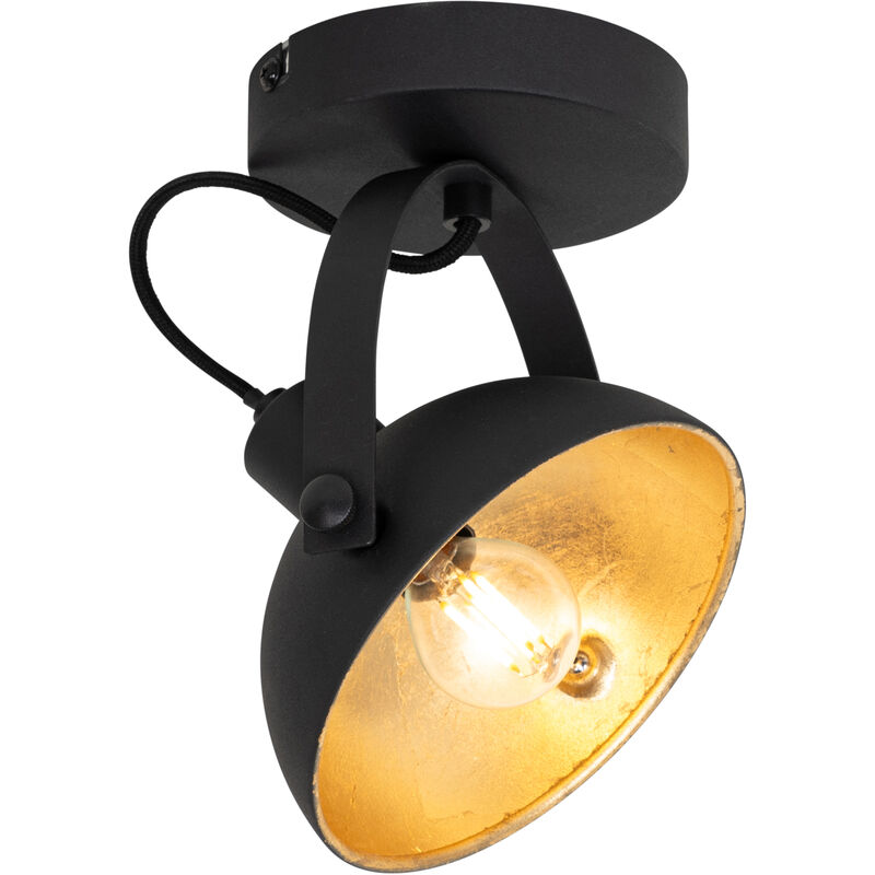 foto del prodotto qazqa faretto magnax industriale acciaio nero oro tondo max. 1 x watt