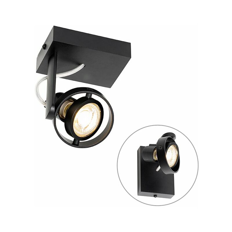 foto del prodotto qazqa faretto master moderno alluminio nero quadrato max. 1 x watt