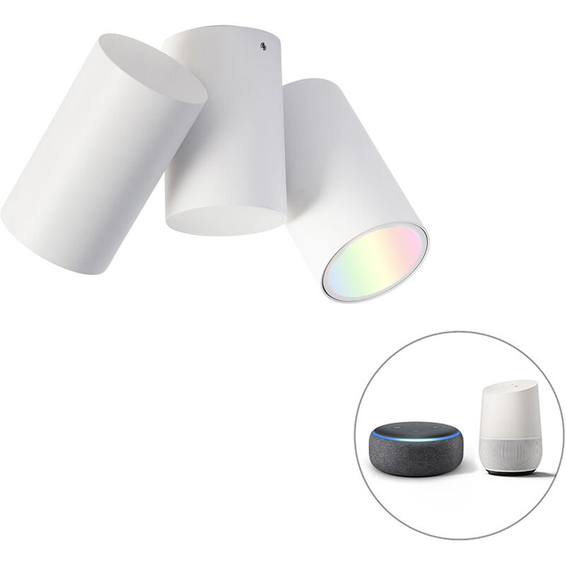 foto del prodotto qazqa faretto michael design acciaio bianco oblungo gu10 max. 2 x 4.5 watt