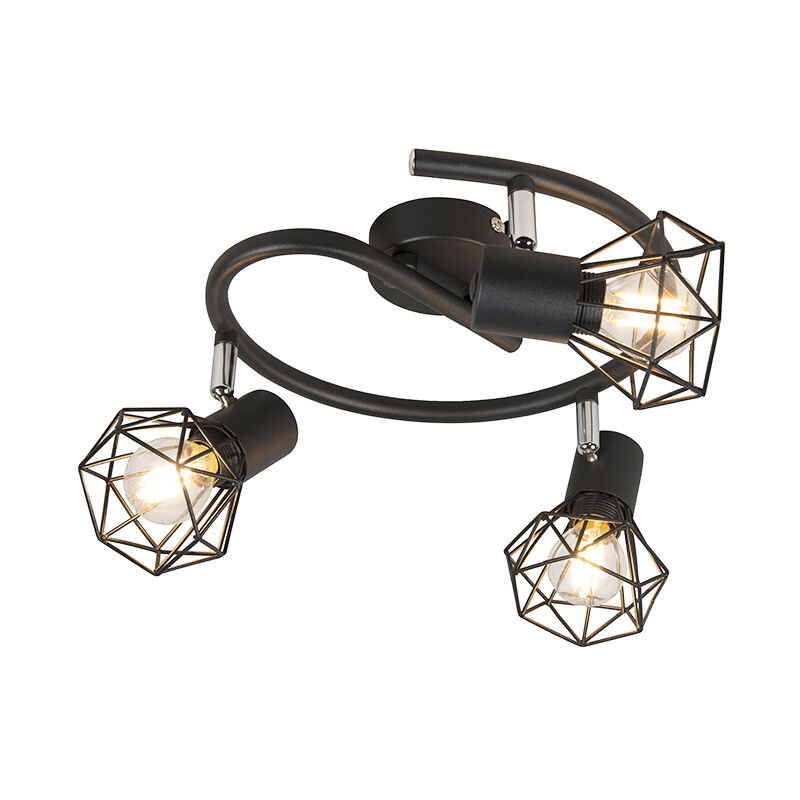 foto del prodotto qazqa faretto mosh moderno acciaio nero tondo max. 3 x watt