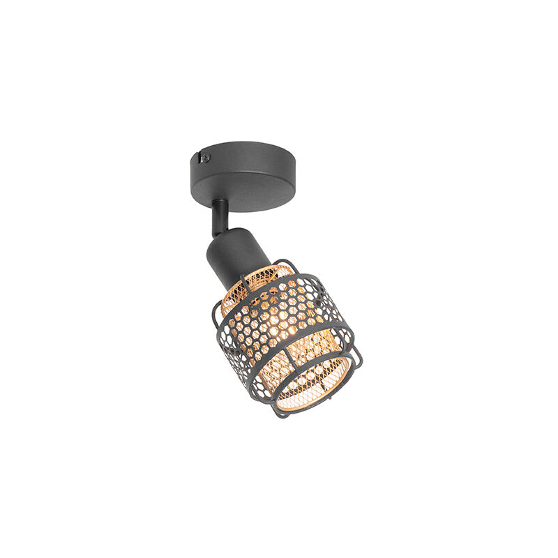 foto del prodotto qazqa faretto noud design acciaio nero oro ottone tondo max. 1 x watt