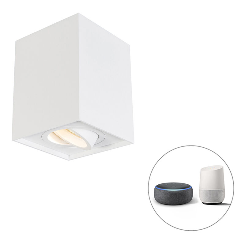 foto del prodotto qazqa faretto quadro moderno alluminio bianco quadrato gu10 max. 1 x 5 watt