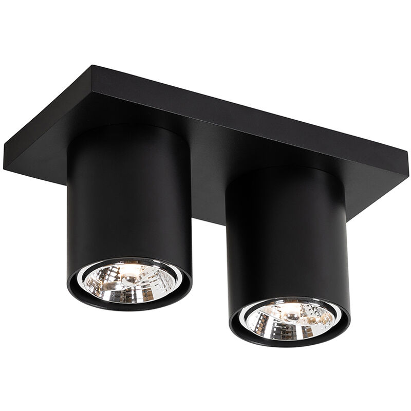 foto del prodotto qazqa faretto tubo moderno alluminio nero oblungo max. 2 x watt