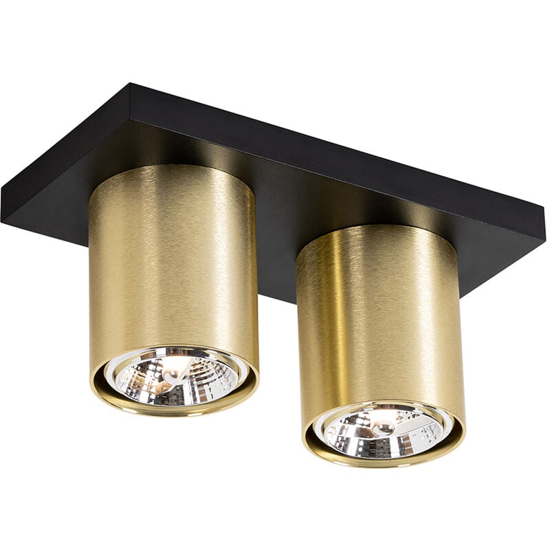 foto del prodotto qazqa faretto tubo moderno alluminio oro nero oblungo max. 2 x watt