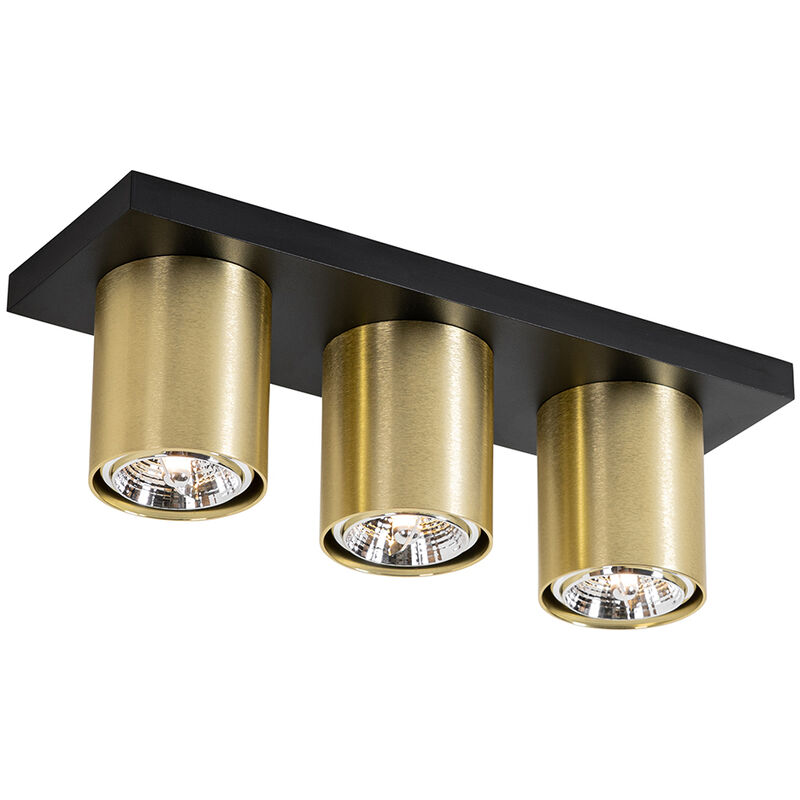 foto del prodotto qazqa faretto tubo moderno alluminio oro nero oblungo max. 3 x watt