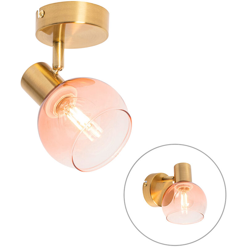 foto del prodotto qazqa faretto vidro art d co acciaio,vetro rosa oro ottone tondo max. 1 x watt
