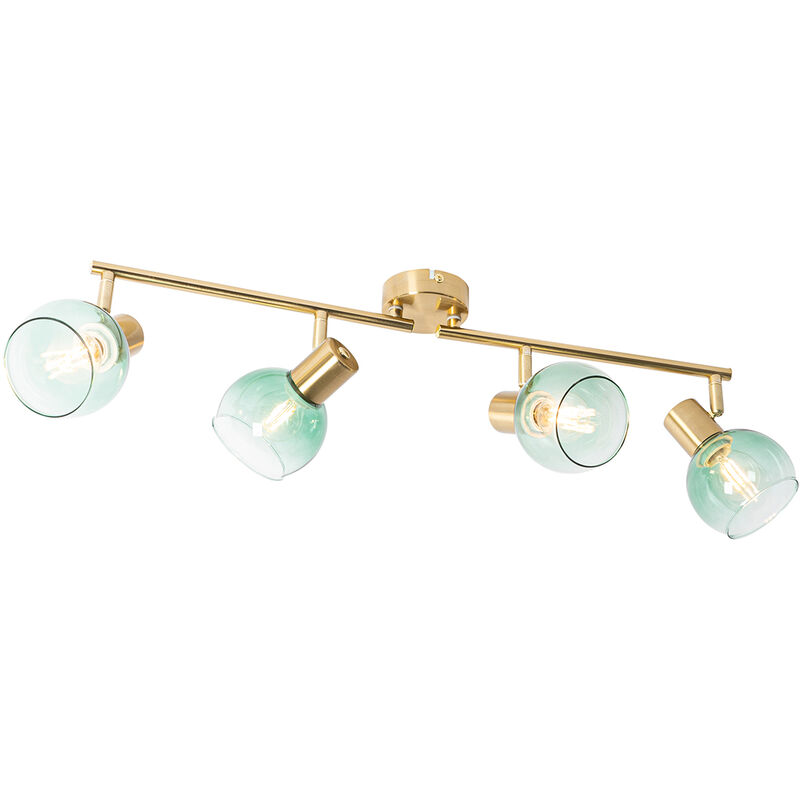 foto del prodotto qazqa faretto vidro art d co acciaio,vetro verde oro ottone oblungo max. 4 x watt