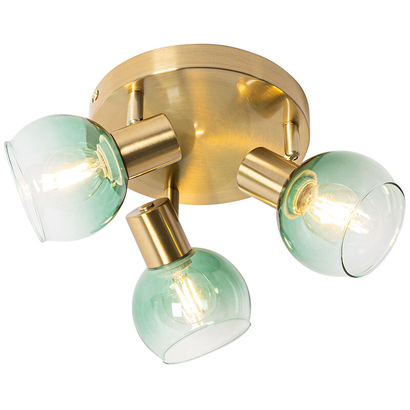 immagine 0 del prodotto qazqa faretto vidro art d co acciaio,vetro verde oro ottone tondo max. 3 x watt