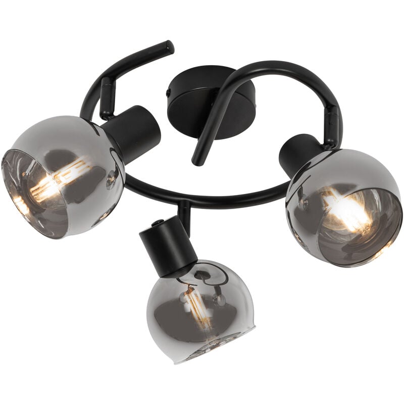 foto del prodotto qazqa faretto vidro art d co vetro,acciaio nero grigio tondo max. 3 x watt
