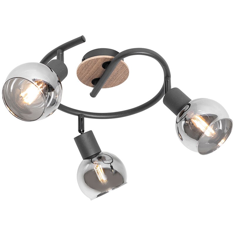 foto del prodotto qazqa faretto vidro moderno vetro,acciaio,legno grigio nero marrone tondo max. 3 x watt