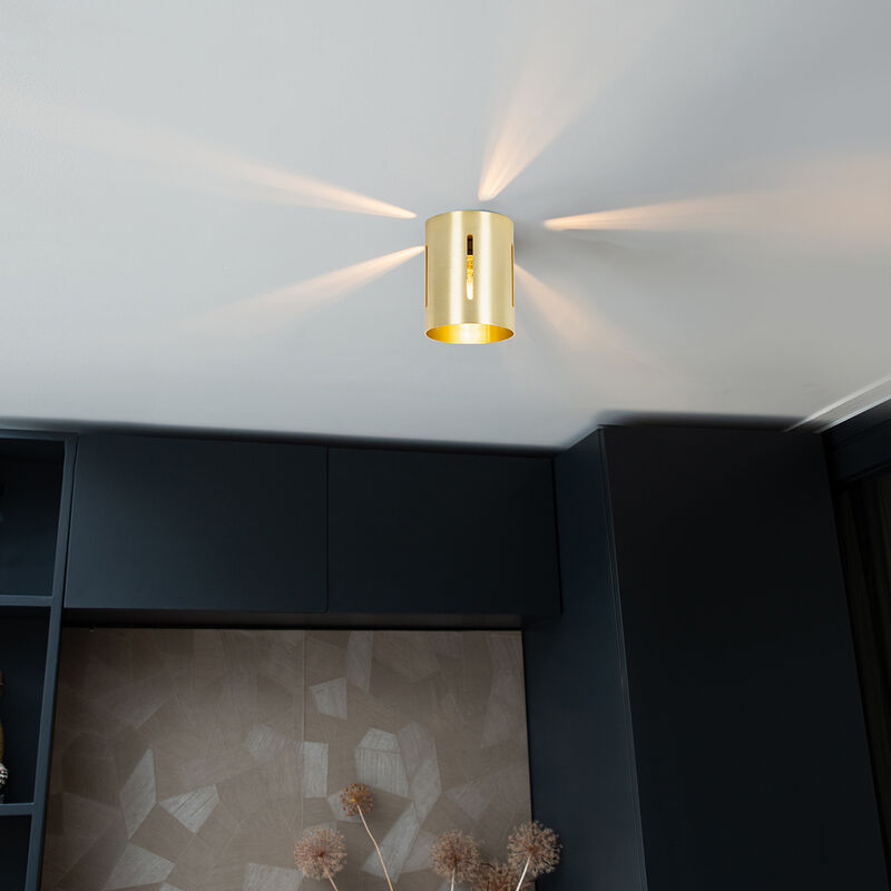 foto del prodotto qazqa faretto yana design alluminio oro ottone cilindro max. 1 x watt