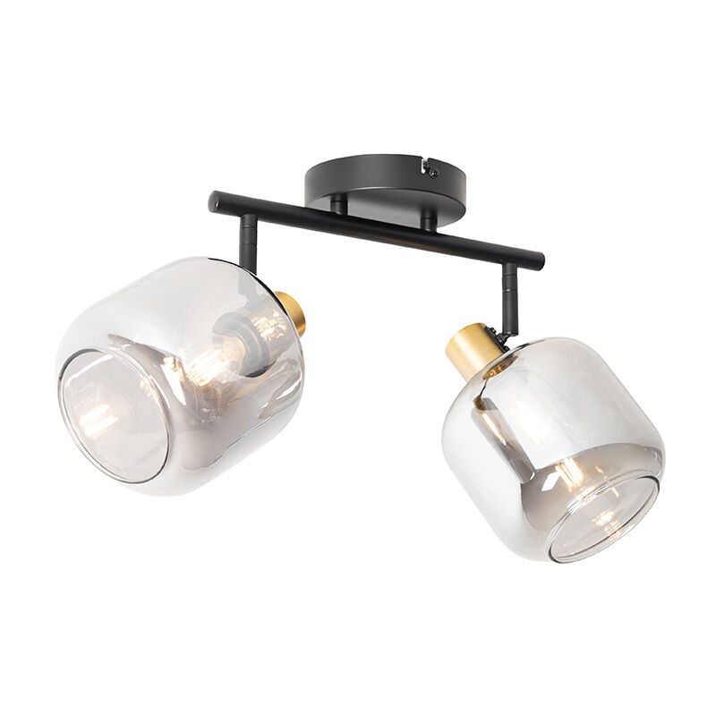 foto del prodotto qazqa faretto zuzanna design vetro,acciaio nero sfera e14 max. 2 x 4.2 watt
