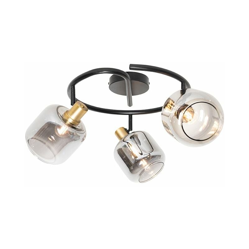 foto del prodotto qazqa faretto zuzanna moderno vetro,acciaio grigio oro ottone nero tondo max. 3 x watt