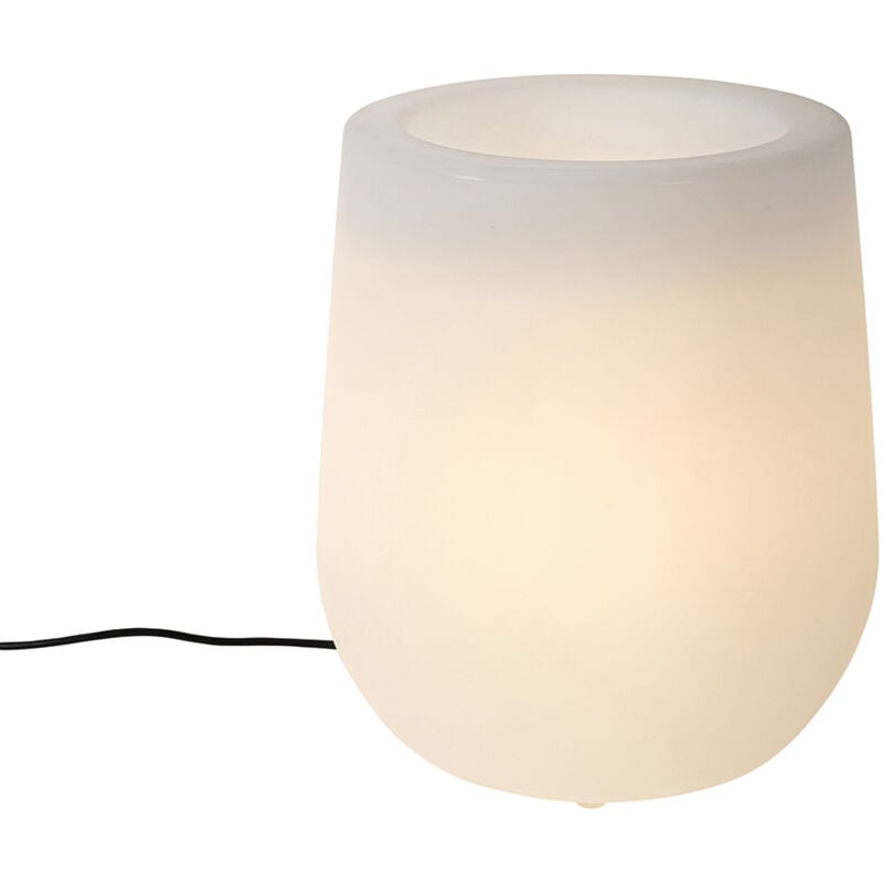 foto del prodotto qazqa fioriera illuminata flowerpot moderno plastico bianco tondo e27 max. 1 x 8.5 watt