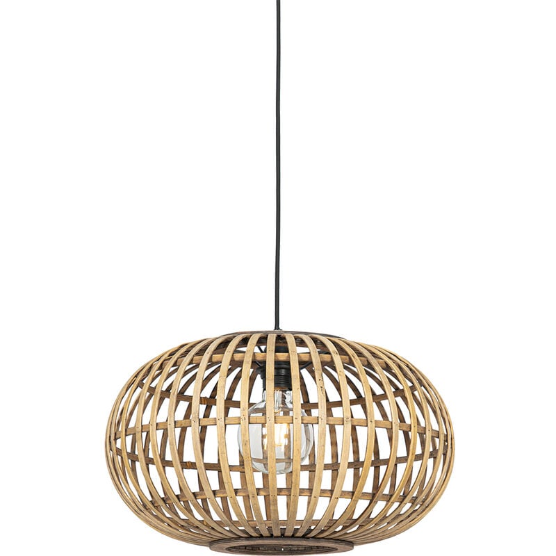 foto del prodotto qazqa lampada a sospensione amira orientale bamboo,acciaio legno nero tondo max. 1 x watt