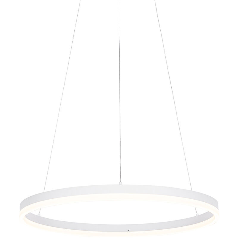 foto del prodotto qazqa lampada a sospensione anello moderno alluminio,plastico bianco tondo non sostituibile led max. 1 x 40 watt