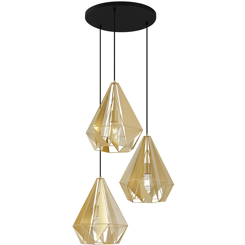 foto del prodotto qazqa lampada a sospensione carcass industriale acciaio oro tondo max. 3 x watt