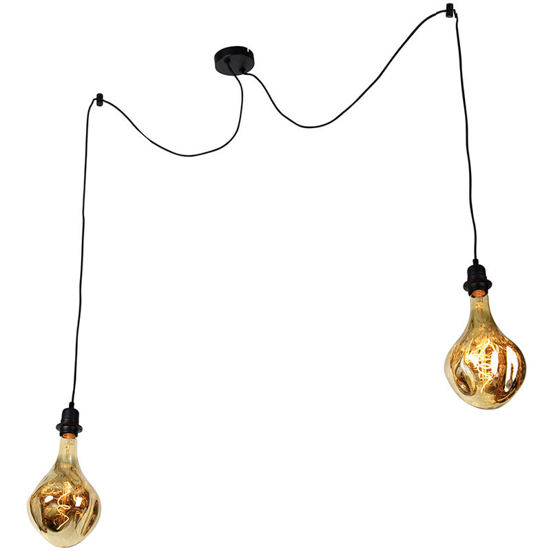 foto del prodotto qazqa lampada a sospensione cava luxe moderno acciaio nero tondo oblungo e27 max. 2 x 6 watt