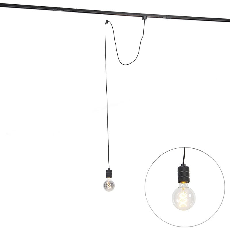 foto del prodotto qazqa lampada a sospensione cavalux moderno acciaio,plastico nero tondo max. 1 x watt