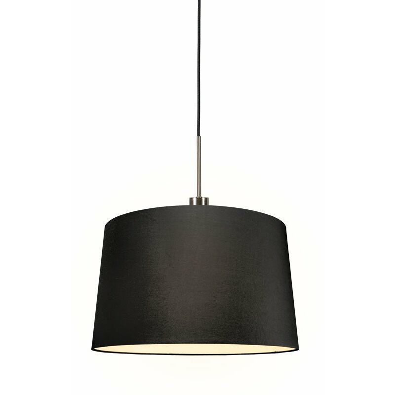 foto del prodotto qazqa lampada a sospensione con paralume combi moderno tessuto,acciaio nero acciaio tondo max. 1 x watt