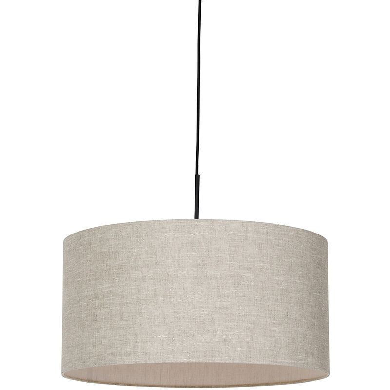 foto del prodotto qazqa lampada a sospensione con paralume combi moderno tessuto,acciaio nero beige tondo max. 1 x watt