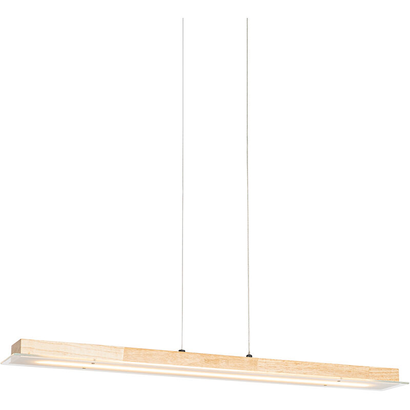 foto del prodotto qazqa lampada a sospensione con regolatore platina rustico legno,acciaio legno nero oblungo non sostituibile led max. 1 x 24 watt