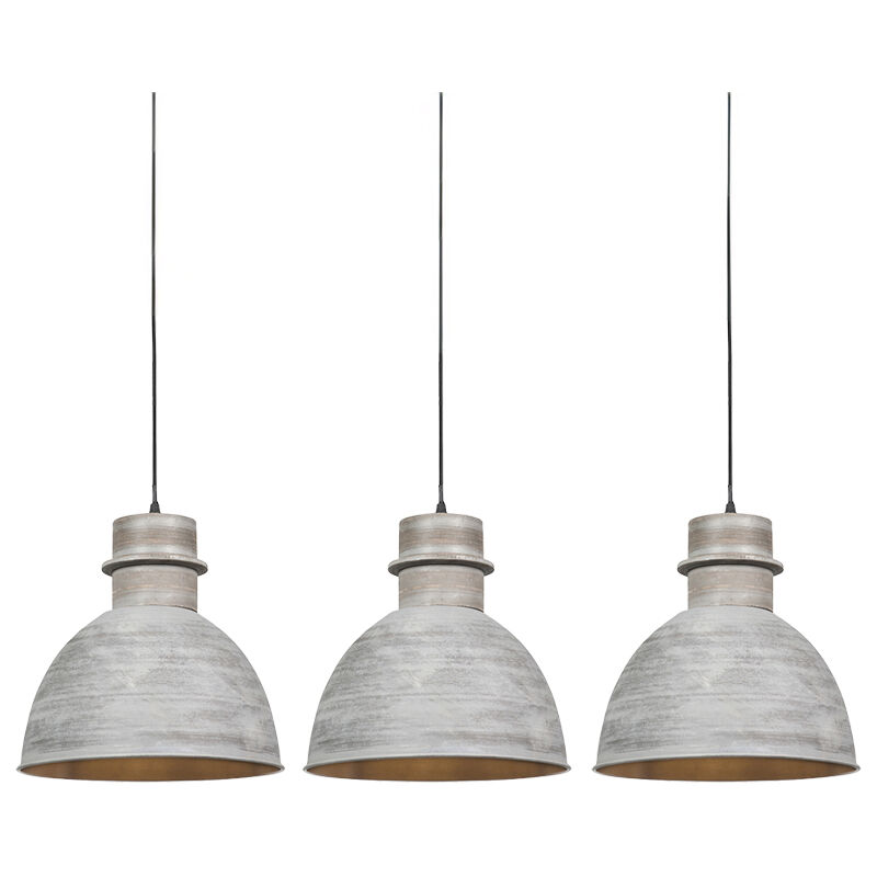 foto del prodotto qazqa lampada a sospensione dory rustico acciaio grigio tondo max. 3 x watt