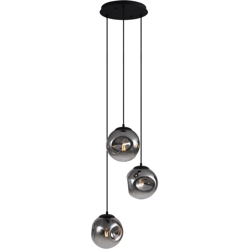 foto del prodotto qazqa lampada a sospensione douglass art d co vetro,metallo nero grigio sfera oblungo max. 3 x watt