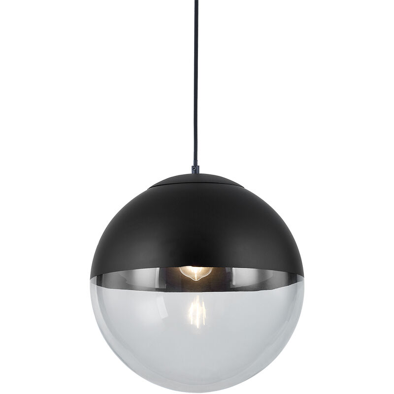 foto del prodotto qazqa lampada a sospensione eclipse retr vetro nero sfera max. 1 x watt