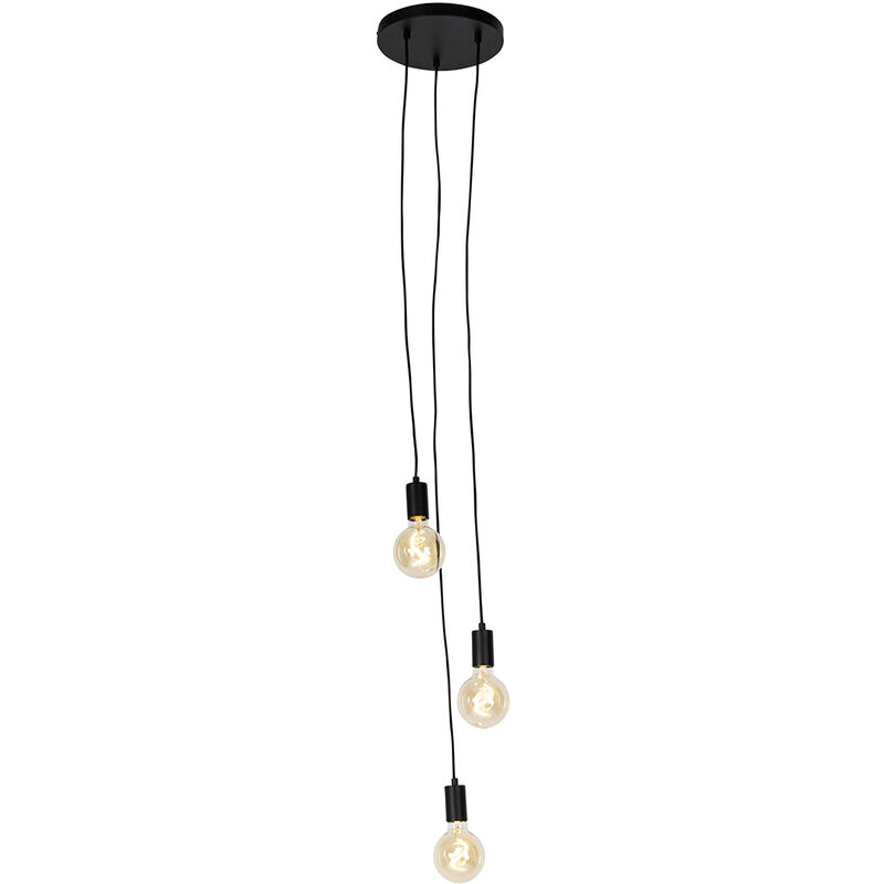 foto del prodotto qazqa lampada a sospensione facil design acciaio nero tondo max. 3 x watt