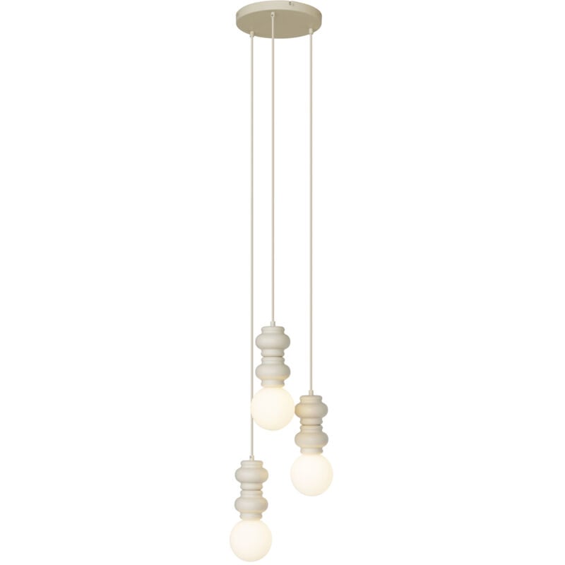 foto del prodotto qazqa lampada a sospensione fedde retr vetro beige bianco oblungo max. 3 x watt
