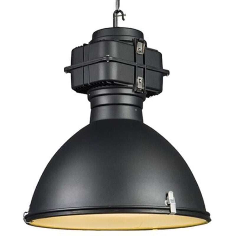 foto del prodotto qazqa lampada a sospensione grande sicko industriale alluminio,vetro nero tondo e27 max. 1 x 7 watt