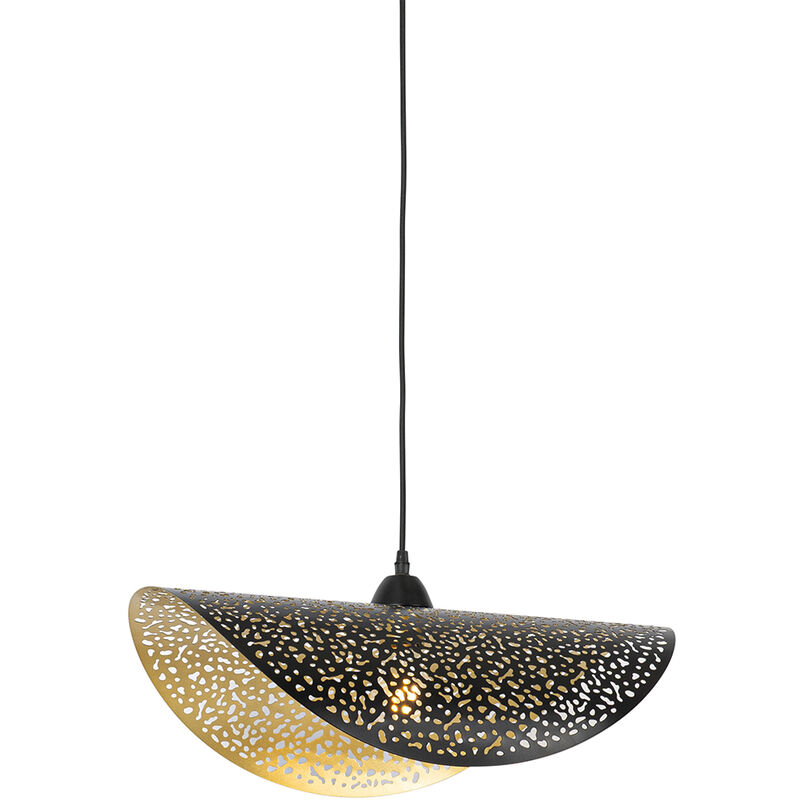 foto del prodotto qazqa lampada a sospensione japke orientale acciaio nero oro tondo max. 1 x watt