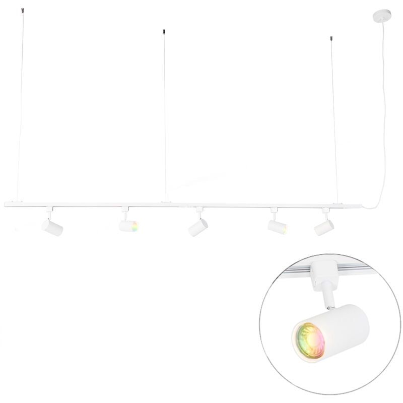 foto del prodotto qazqa lampada a sospensione jeana moderno acciaio bianco oblungo gu10 max. 5 x 4.5 watt