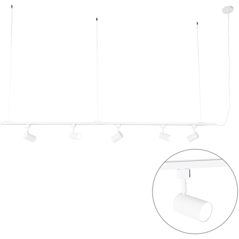 foto del prodotto qazqa lampada a sospensione jeana moderno acciaio bianco oblungo max. 5 x watt