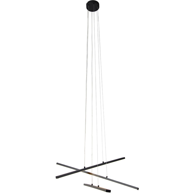 foto del prodotto qazqa lampada a sospensione jolanta moderno alluminio nero oblungo non sostituibile led max. 3 x 24 watt
